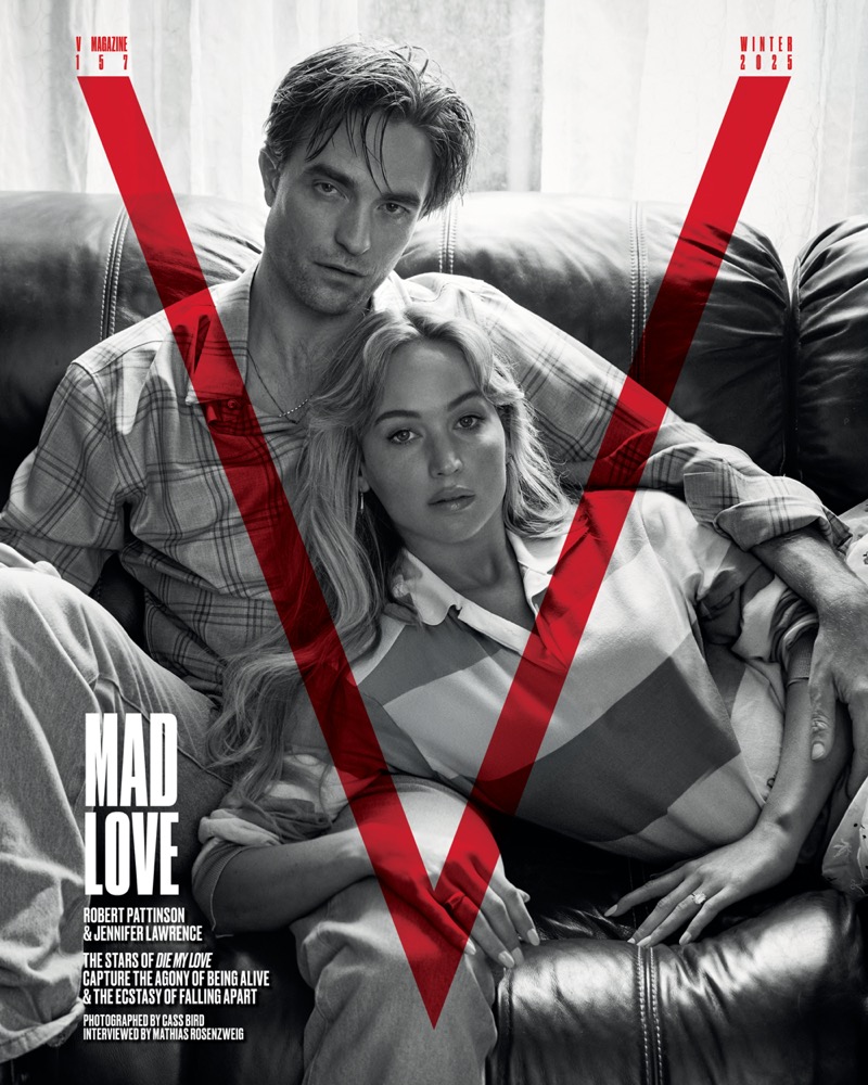 Die My Love stars Robert Pattinson Jennifer Lawrence cover V Magazine 2025