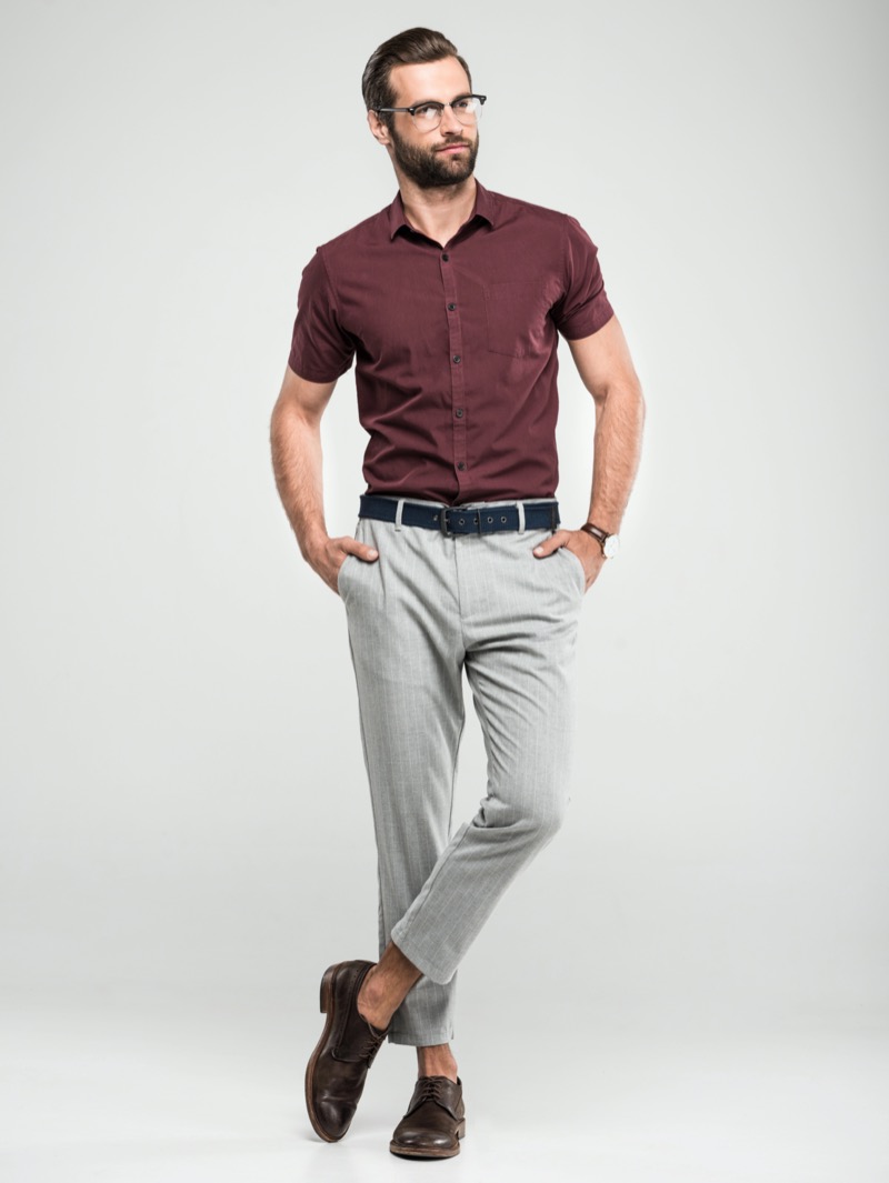 Short sleeve dress shirt men