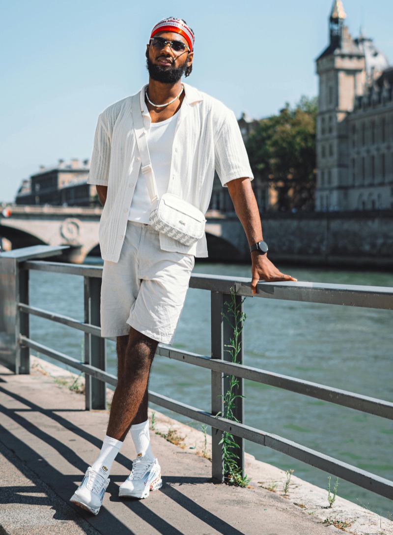 Short sleeve shirt shorts outfit men