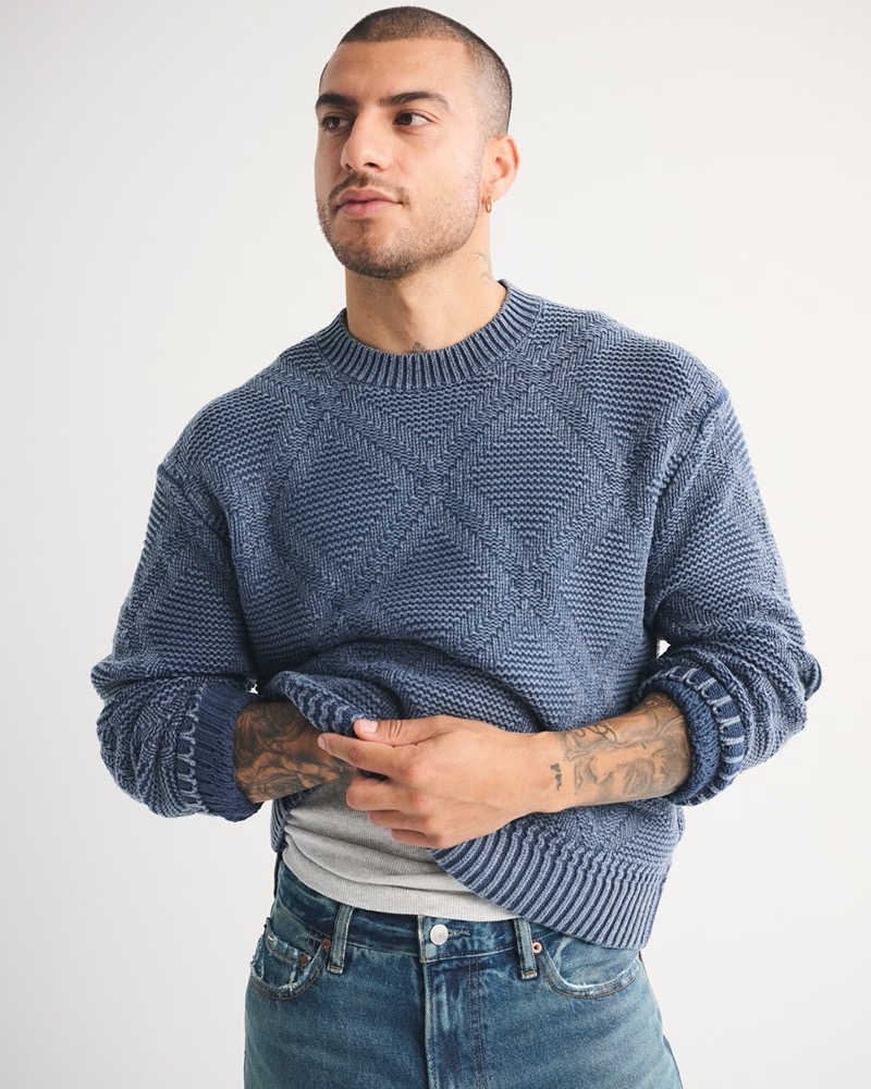 Abercrombie & Fitch Diamond Stitch Crew Sweater