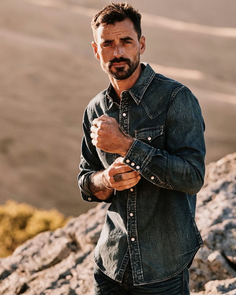 RRL Denim Buffalo Western Workshirt Men