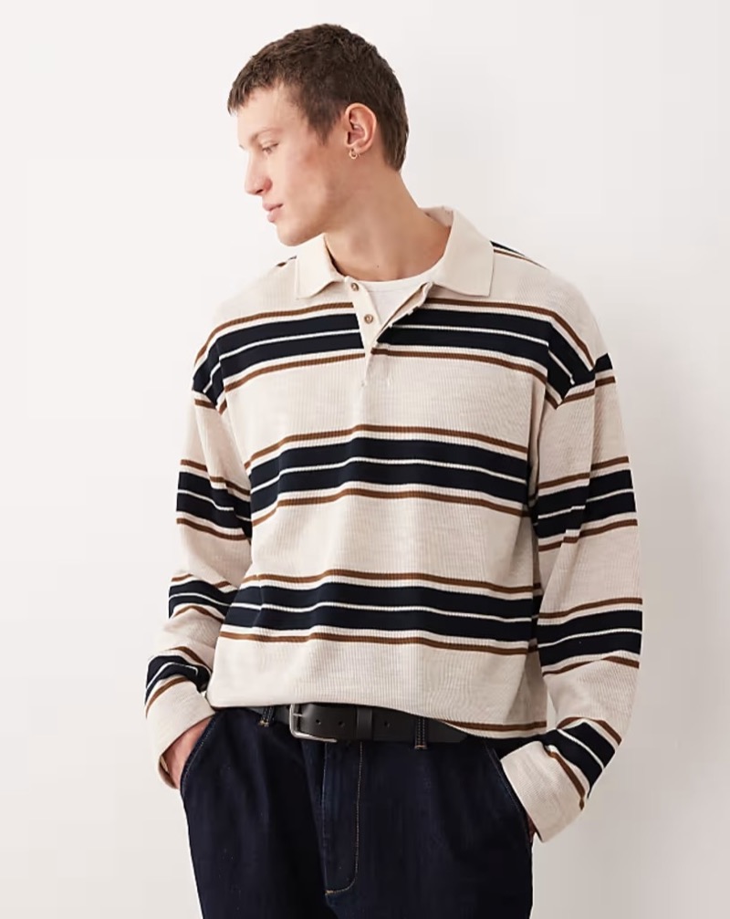 ASOS Design Striped Rugby Polo