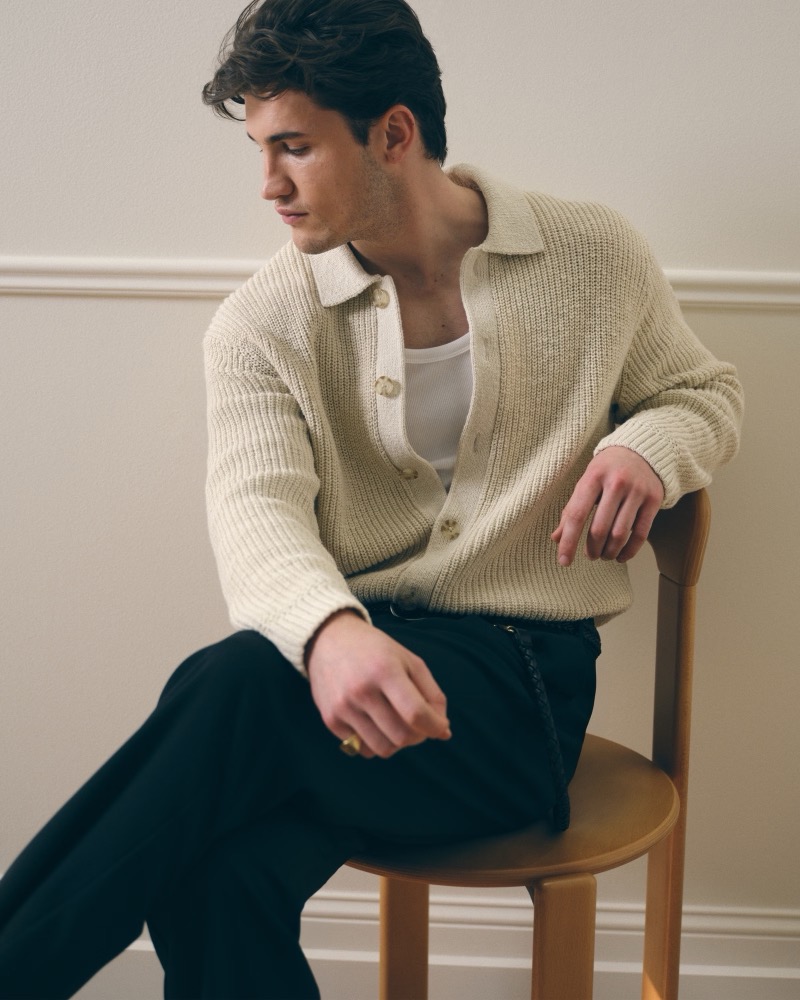 Abercrombie & Fitch Collared Cardigan Warm Beige