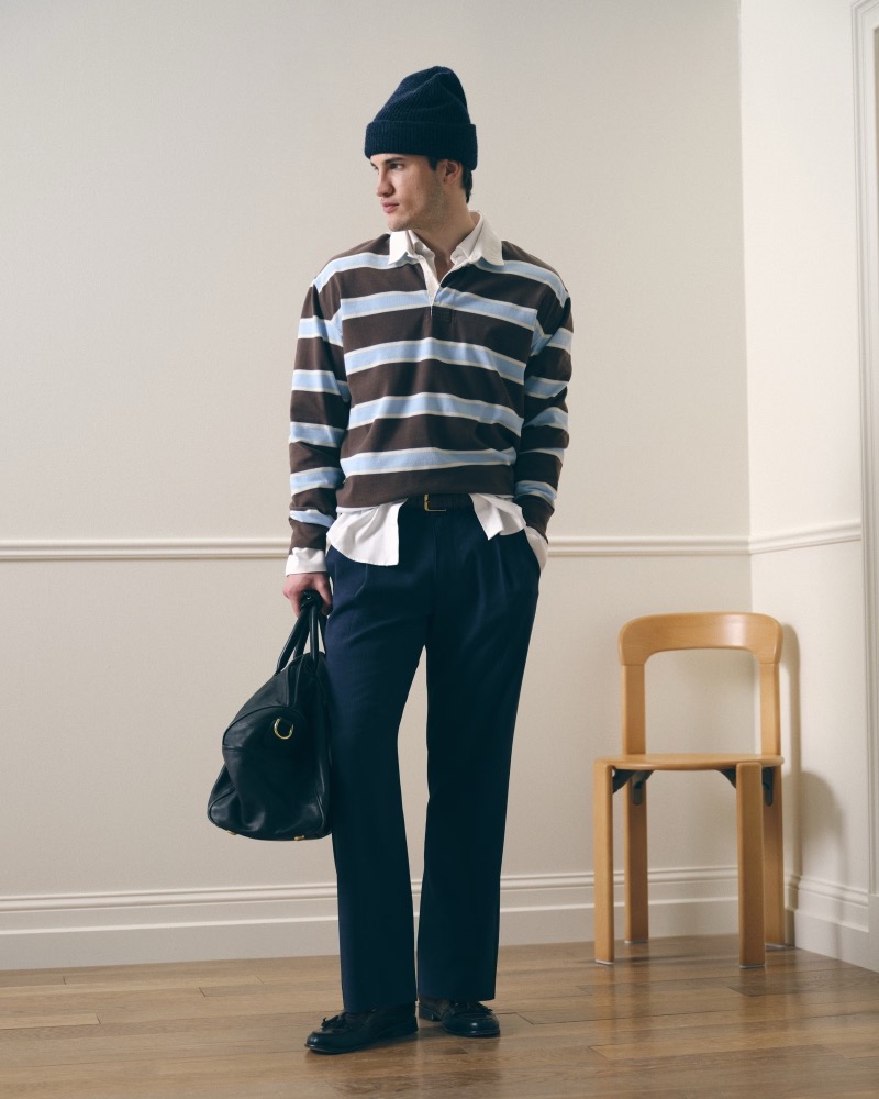 Abercrombie and Fitch Relaxed Straight Pleated Hybrid Waist Trouser Rugby Polo