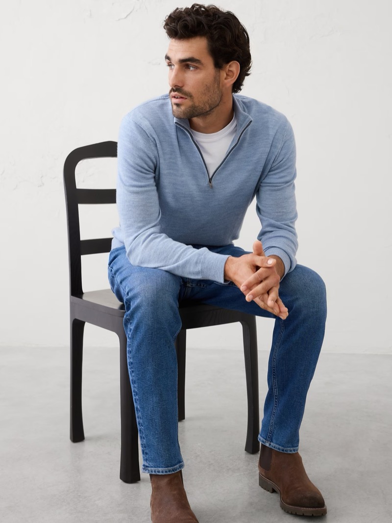 Banana Republic Merino Wool Quarter Zip Sweater