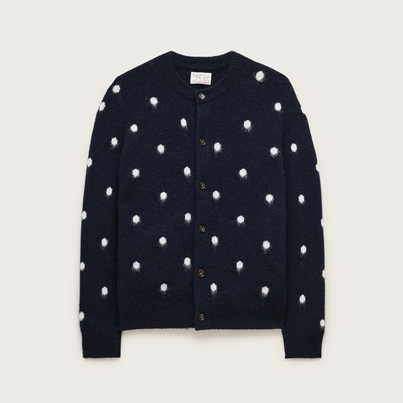 J.Crew Brushed Wool Polka Dot Cardigan
