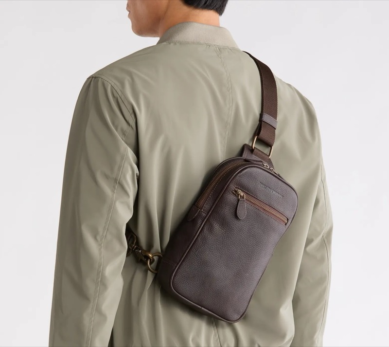 Johnston and Murphy Pebbled Leather Sling Bag Men