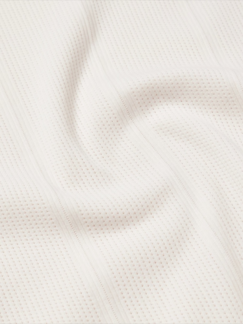 Mr P Jonny Open Collar Pointelle Knit Cotton Polo Shirt Detail