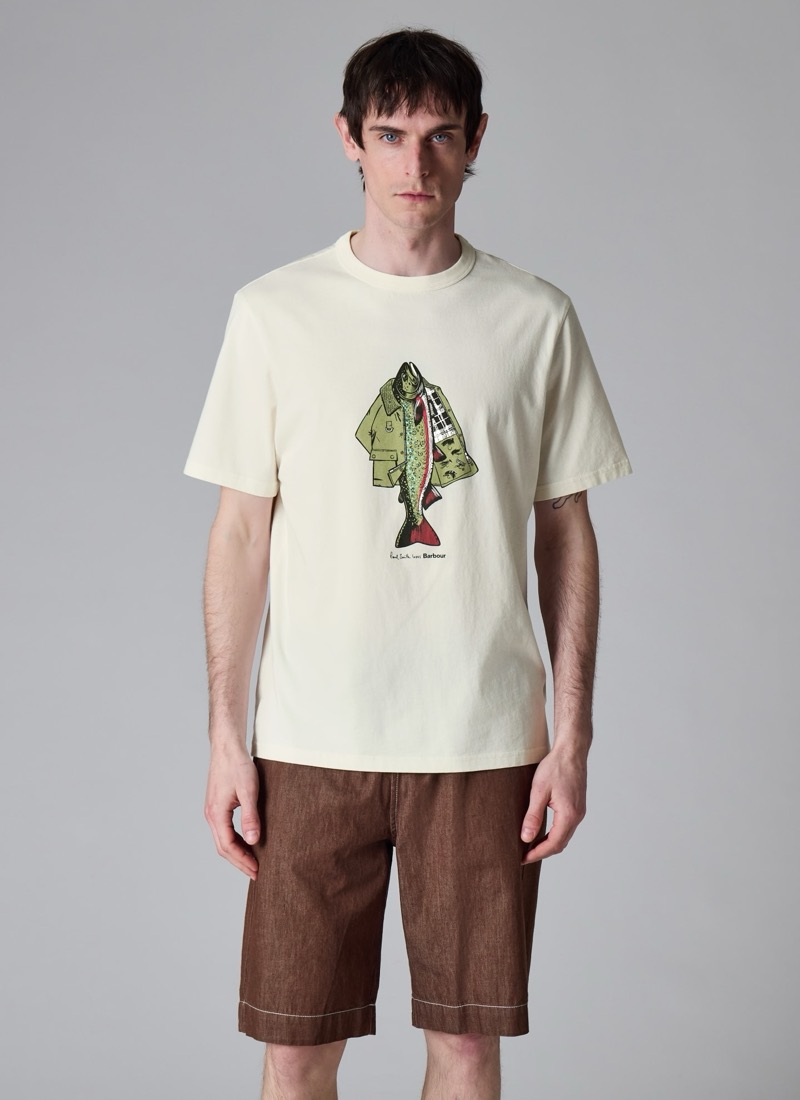 Paul Smith Loves Barbour Whisper White Fishing Jacket Print T-shirt