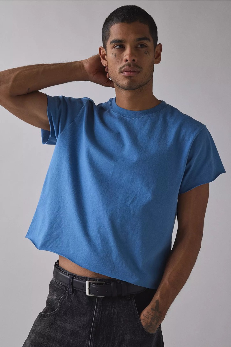 ReMADE by UO Boxy Cropped Raw Cut Tee