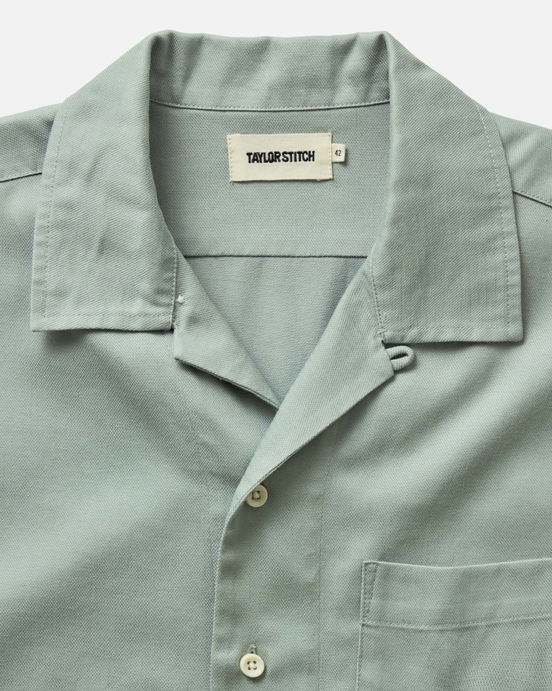 Taylor Stitch Hawthorne Linen Shirt Surf Green Detail
