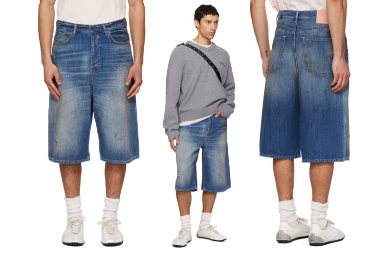 Acne Studios Blue Faded Denim Shorts