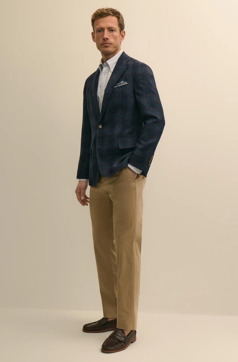 Brooks Brothers The Cloud Jacket in Wool Linen Check Model