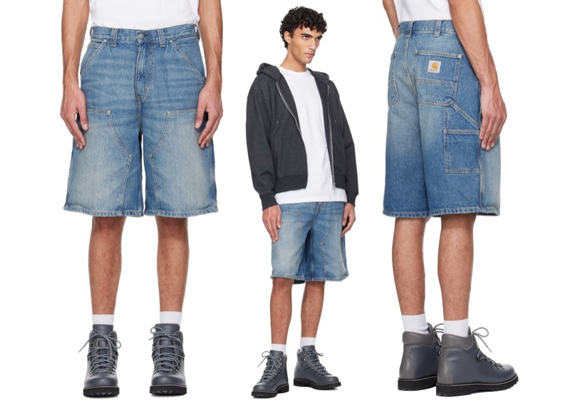 Carhartt Work In Progress Blue OG Aden Double Knee Denim Shorts