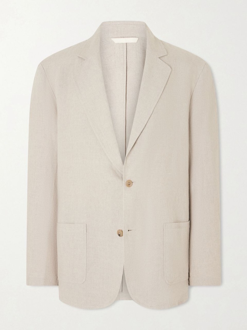 De Bonne Facture Writer's Unstructured Linen Suit Jacket