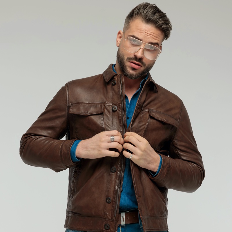 Tailored Brown Leather Jacket