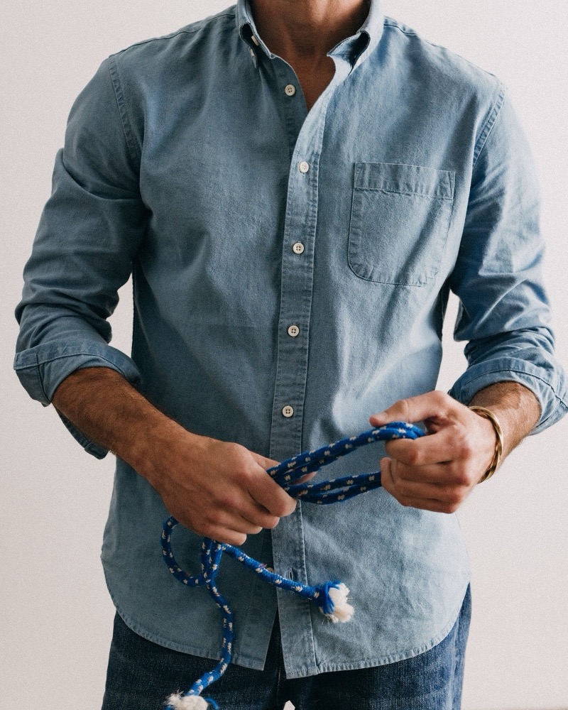 Taylor Stitch The Jack in Washed Indigo Oxford Model