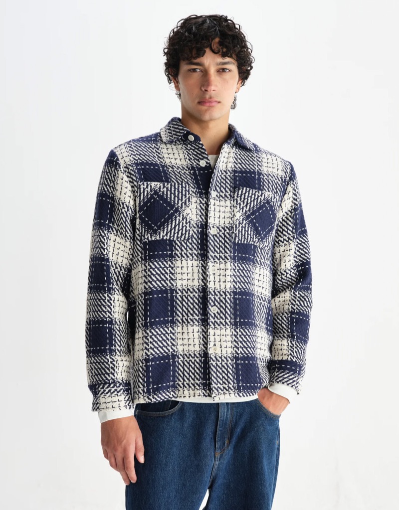Wax London Whiting Navy Marine Beatnik Overshirt