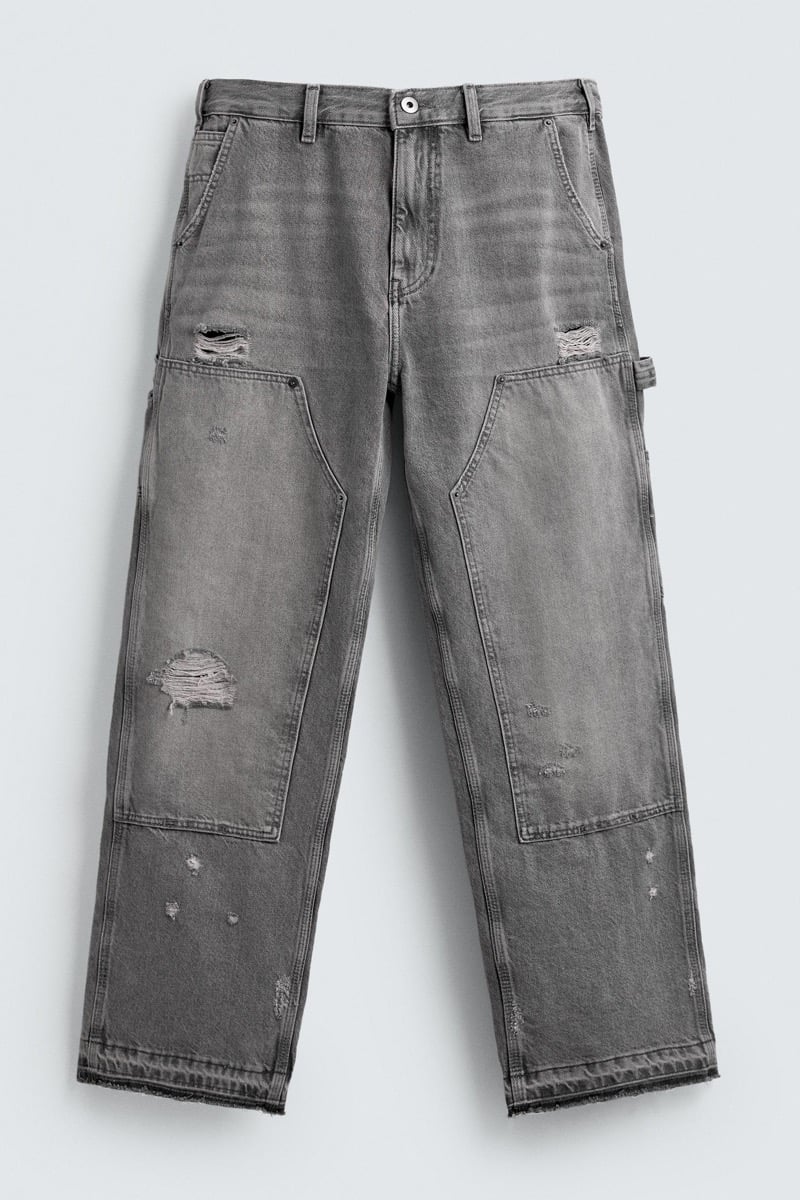 Zara Washed Carpenter Pocket Jeans