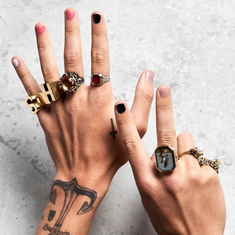 Picture of Harry Styles' hands with Pleasing nail polish
