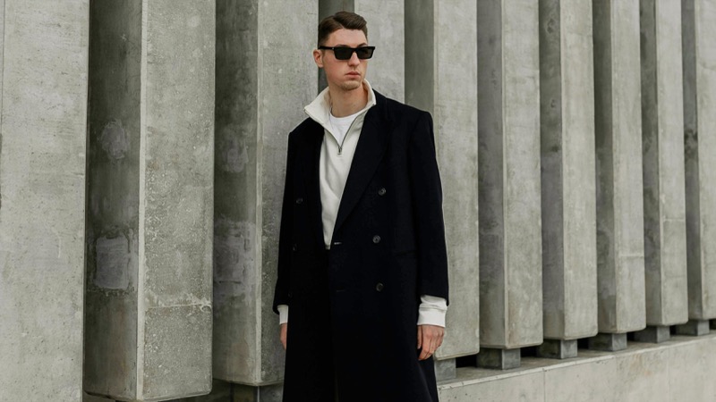 Man wearing double breasted coat