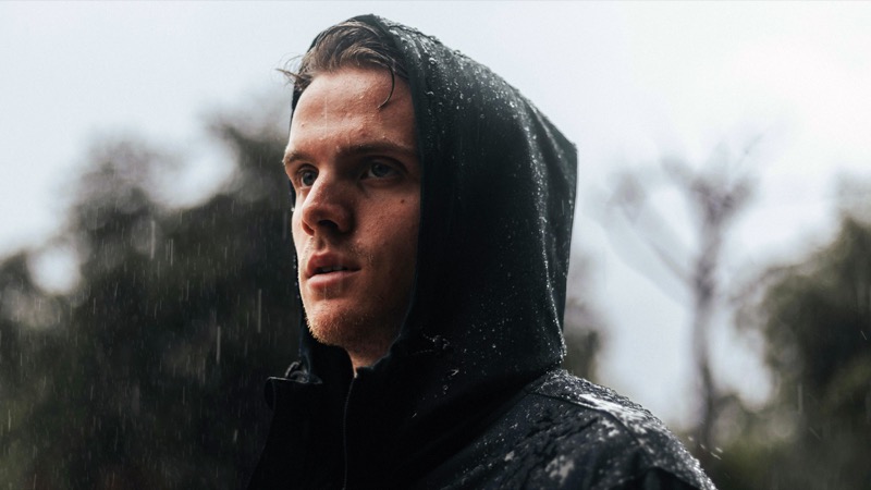 Man wearing raincoat
