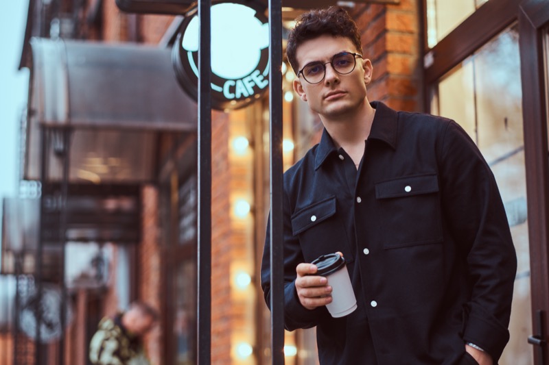 Man wearing round glasses