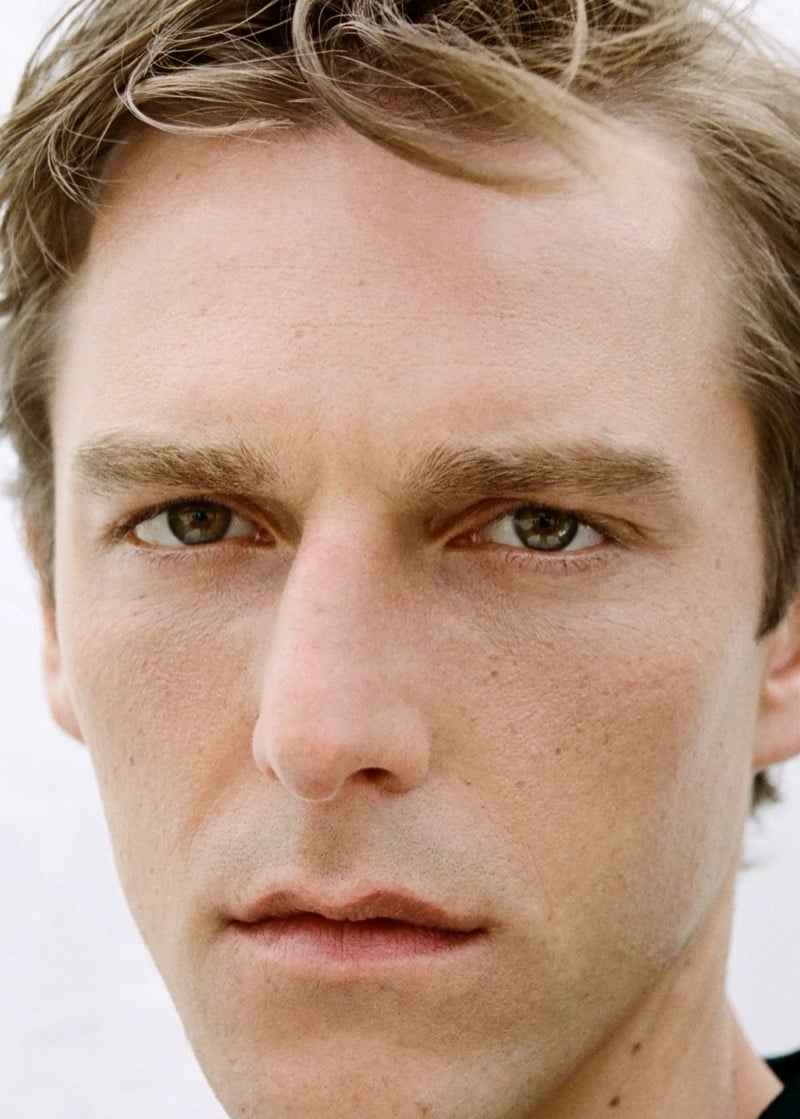 Extreme close-up portrait of Quentin for Mango summer 2026