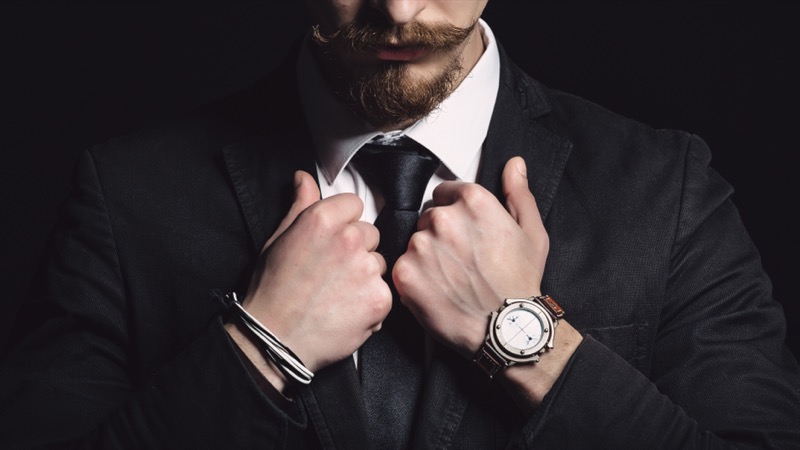 Stylish man wearing watch bracelet