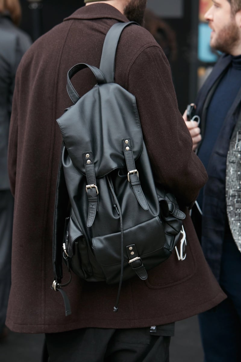 Black leather backpack