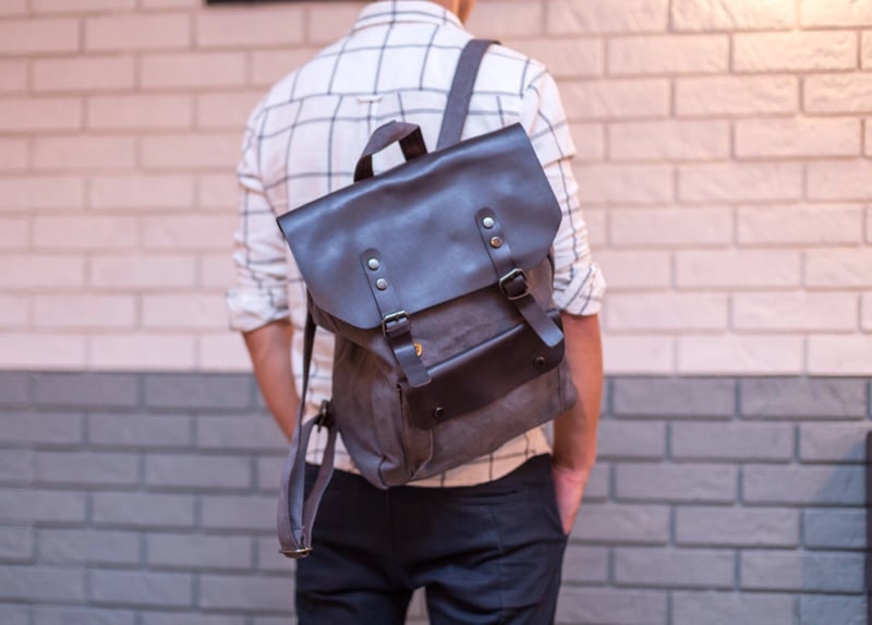 Casual leather backpack