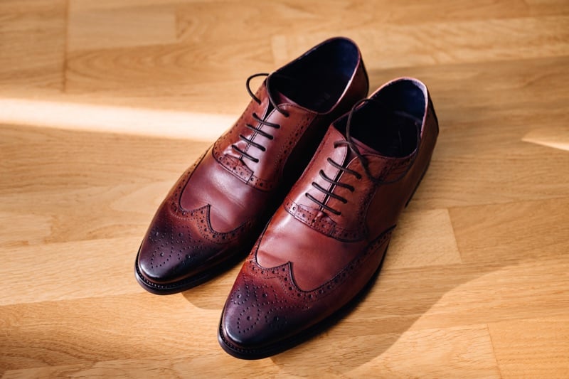 Red leather shoes
