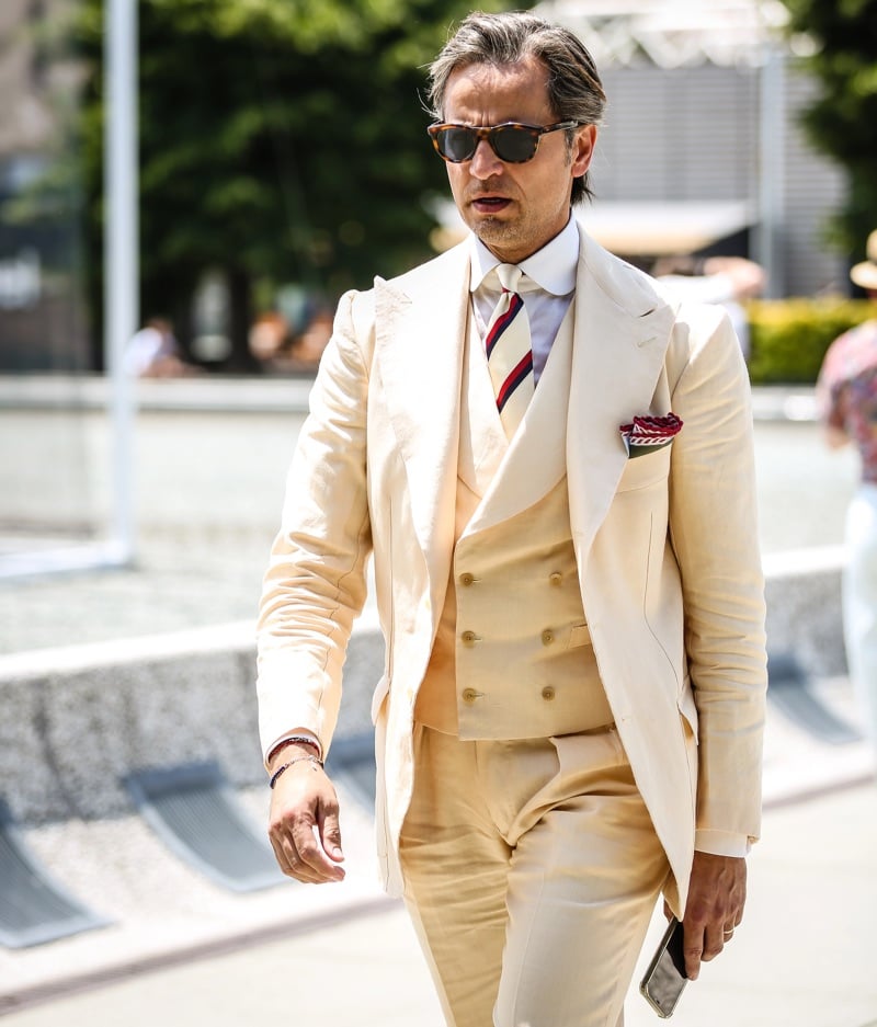 Pale yellow suit