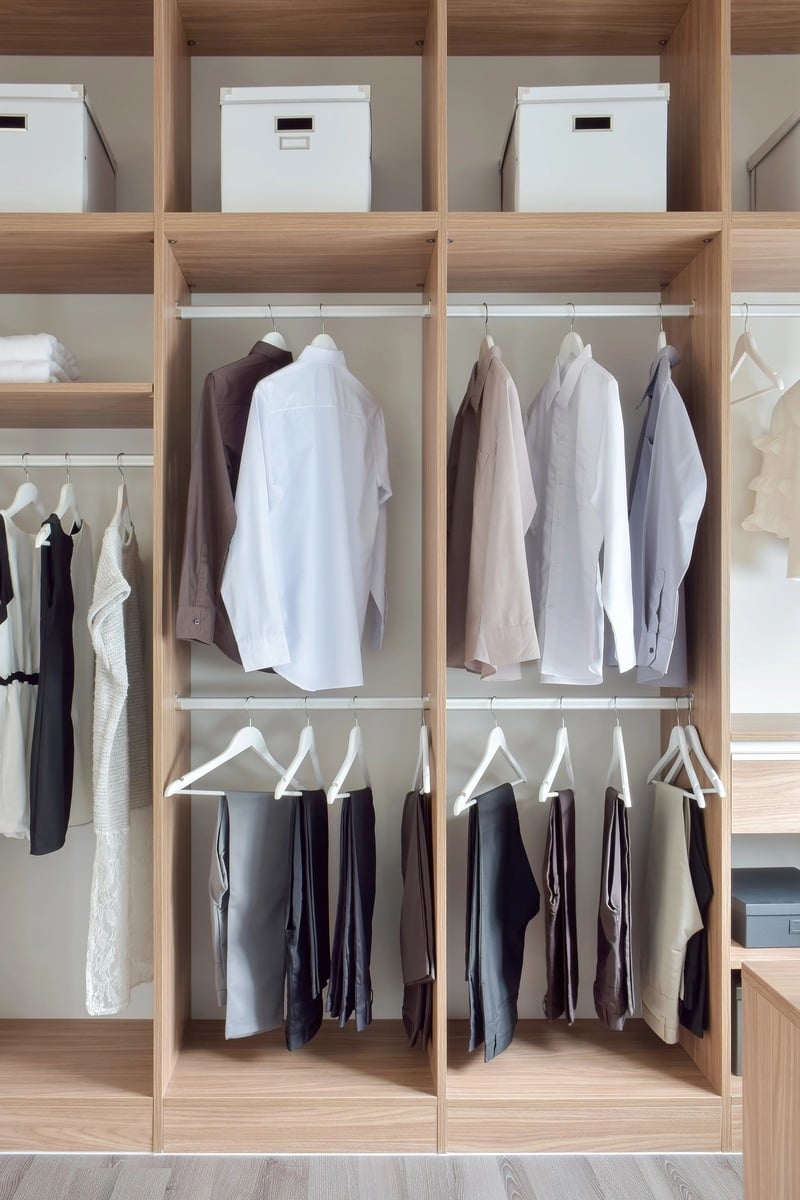 Classic gentleman wardrobe with warm natural light