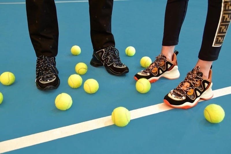 Fendi’s FFluid sneakers use thick curved soles and contrasting panels to make footwear an outfit’s focal point in 2020.