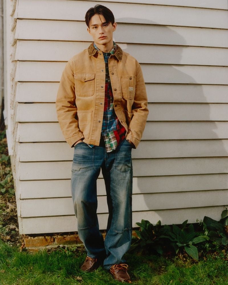 Polo Country’s 2025 Mr Porter edit combines a chore jacket with patchwork checks and distressed jeans.