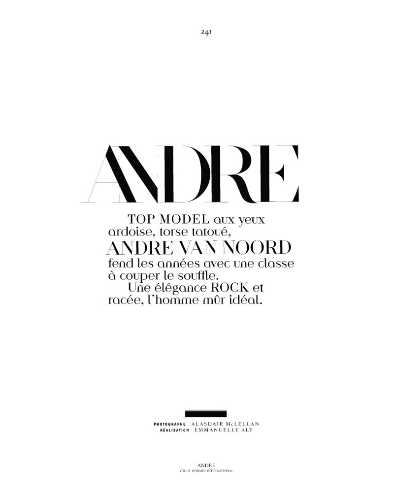 Andre Van Noord by Alasdair McLellan for Vogue Hommes International