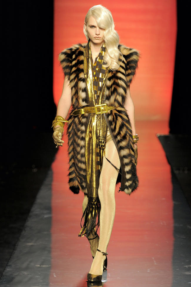 Andrej Pejic plays vixen to Jean Paul Gaultier's 007-inspired fall showing in January.