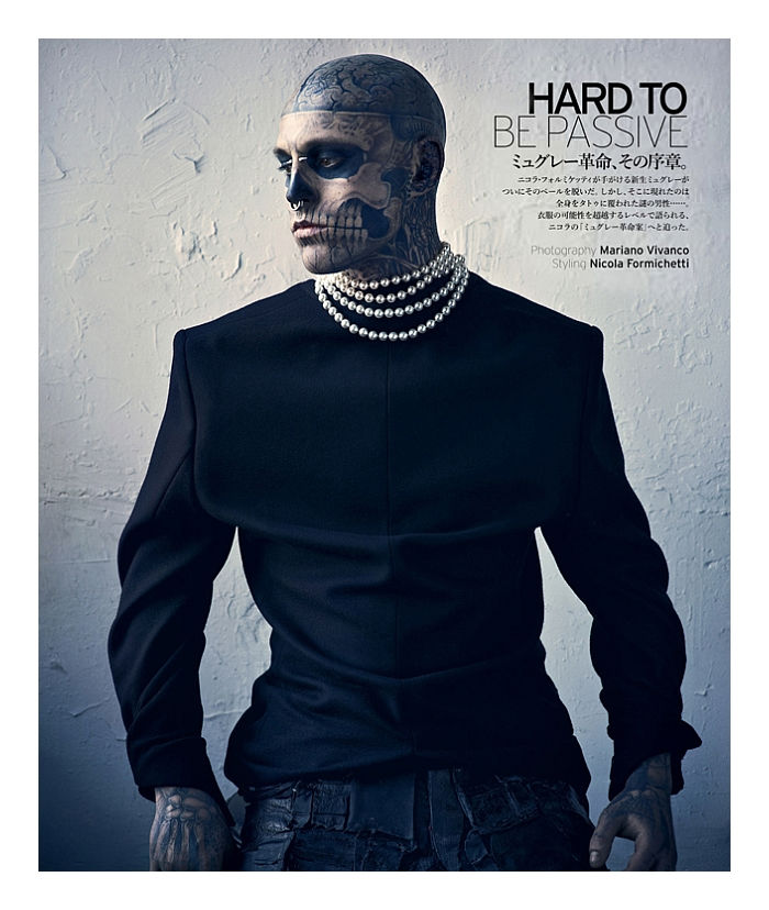 Rick Genest by Mariano Vivanco in Mugler for Vogue Hommes Japan