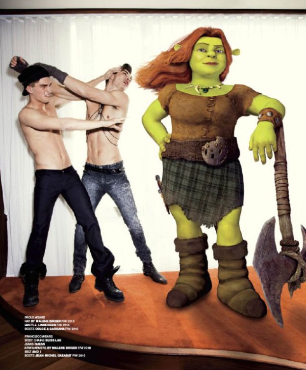 Francisco Lachowski & Paolo Anchisi by Ellen von Unwerth in Shrek of a Guy | VMAN #18